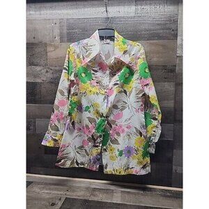 Graff California Polyester Big Floral Vintage Blouse Office Geek GrandmaCore